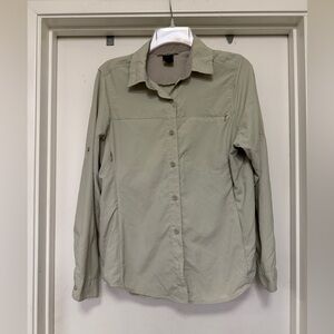 REI women’s long sleeve Sahara. Sutton up shirt - size M - tan